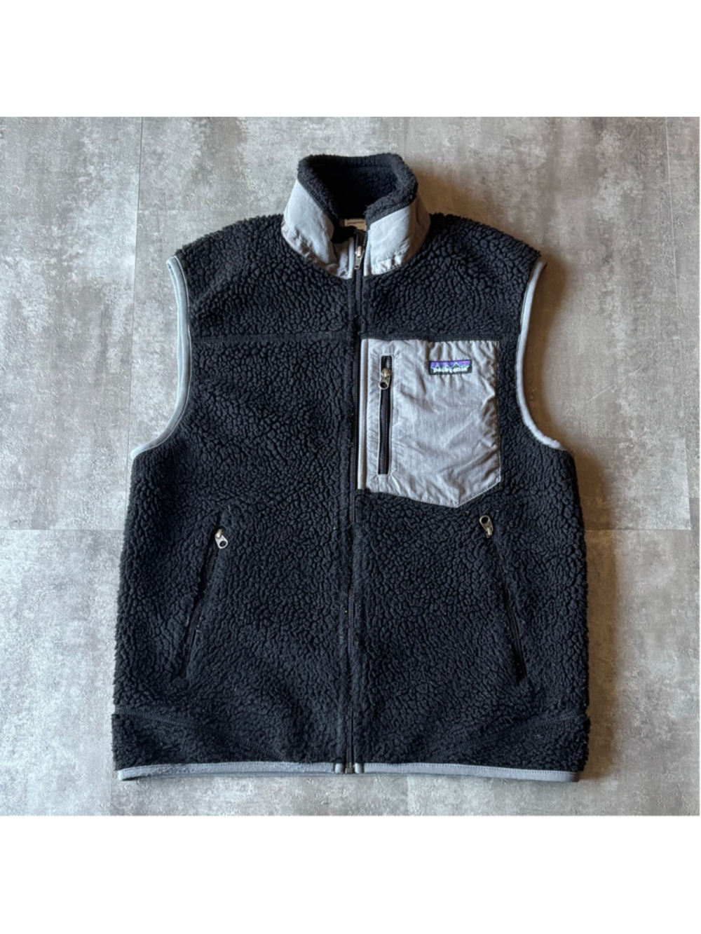Patagonia Retro X Deep Pile Vest Mens Small Black Gray